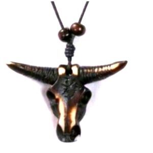 Hand crafted unisex bull head pendant necklace